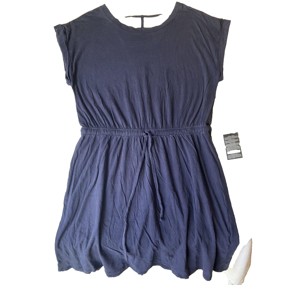 Forever 21+ Women Dress Plus 1X Navy Fit & Flare Short Sleeve Knee Length NWT